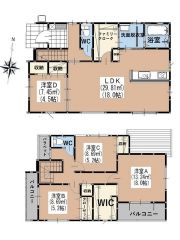 南向き＾＾4LDK。パントリー＆WIC＆FCL完備。全居室収納ありで収納充実の間取り＾＾主寝室は広々8帖。2面バルコニーで陽当たり良好＾＾