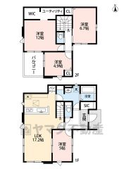4LDK。17.2帖のLDKは折上天井でお洒落な空間＾＾パントリーやシューズクローク付き＾＾主寝室は広々12帖＾＾ウォークインクローゼット、ユーティリティあり＾＾南面バルコニーで陽当たり良好。 