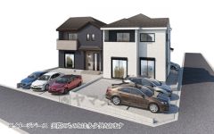 左側がＡ号棟。完成予想図、現況と異なる場合は現況優先となります。