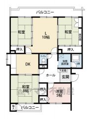 和室3部屋、洋室2部屋の5DK。 2面バルコニーで風通し良好＾＾ 