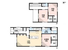  3LDK。LDK18帖。 全居室WIC付きで収納充実＾＾