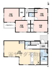 ウォークインクローゼット付き。LDK20帖以上＾＾陽光あふれる明るい空間です。居心地良く、ご家族皆がゆったり寛げる憩いの空間となりそうです。