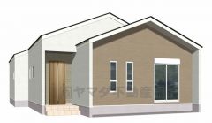 完成予想図。玄関ドアの木目とアクセント壁のトーンを合わせることで、統一感のある優しい雰囲気に＾＾ナチュラル＆温かみのあるスタイルです＾＾