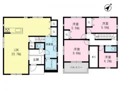 南東向き＾＾4LDK＾＾LDK23.7帖。主寝室は広々9.6帖WIC付＾＾