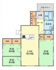 3LDK。約18帖の開放的なLDK。リビングを通って各個室へ向かう設計で、家族が自然と顔を合わせる機会が増えます。大容量のシューズインクローク＆居室収納。平屋の概念をこえる収納力です＾＾