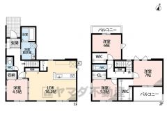 4LDK。2面バルコ二ー。WIC、パントリー完備＾＾その他全居室収納スペースあり＾＾