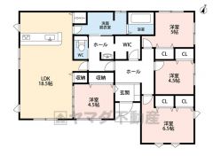 オールフローリング4LDK。玄関ホールにファミリークロークあり＾＾洗面台とランドリースペースあり＾＾全居室収納付き＾＾