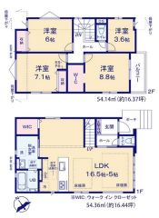 LDKは広々約21.5帖＾＾3面採光で明るく開放的な空間＾＾リビングにウォークインクローゼットなど収納充実の間取り＾＾