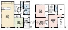 LDK広々16帖。全居室収納完備。