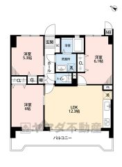 3LDK。各居室収納スペース付き＾＾