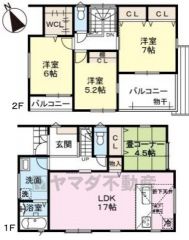 3LDKとタタミコーナー。リビング収納＆ウォークインクローゼット、ダブルクローゼットなど収納充実の間取り＾＾南面に2ヶ所バルコニーあり。陽当たり＆風通し良好。