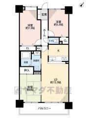 約6帖の和室含む3LDK。南東向き＾＾最上階。眺望良好＾＾