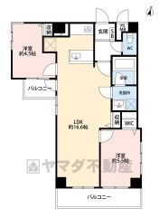 2LDK、WIC完備＾＾角部屋＾＾ LDK16.6帖＾＾各居室収納スペースあり。 2面バルコニー付き＾＾ お問い合わせお待ちしております＾＾