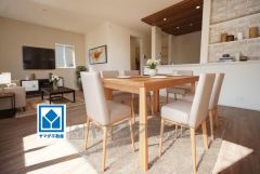 16.7帖。家族が集まる開放的なリビング。思い思いの時間を過ごしたり食事をしたり、素敵な団らんの場になりますね。家具はCGによるイメージ画像です。