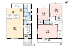 オールフローリング3LDK＾＾大容量パントリー完備＾＾主寝室は広々8.7帖。南東面バルコニーで陽当たり良好＾＾