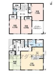 約6帖の和室含む4LDKとストレージルーム。リビングダイニングを分けやすいヨコ型LDK。全居室6帖以上、収納付き＾＾広々インナーバルコニー付き＾＾