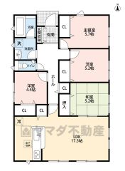 4LDK。LDK17.5帖。平屋。和室有＾＾