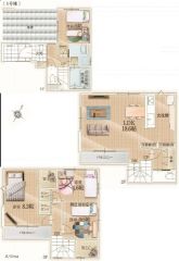 3LDK3階建ての新築物件。9.1帖の洋室は、成長したお子様が部屋を分けれるように、間仕切り可能となっています。