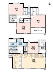 オールフローリングなのでお掃除がしやすそうですね＾＾2階の居室は3部屋とも6帖以上のゆとりのある間取です＾＾