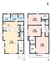 3LDK＾＾パントリー、ランドリースペース、WIC付き＾＾主寝室は広々8.3帖＾＾