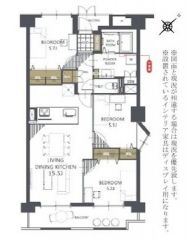 リビングは15.5帖と広々。洋室が3部屋あるので、お子様が大きくなっても安心ですね＾＾2部屋より出入りできるバルコニーも魅力的＾＾