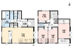 4LDK。主寝室に広々クローゼット付き＾＾南面バルコニーあり＾＾