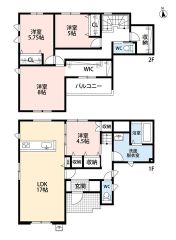 4LDK＾＾LDK17帖＾＾システムキッチン付き＾＾ 全居室収納有、広々WIC、床下収納有で収納充実の間取り＾＾