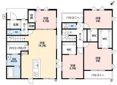 4LDK＾＾LDK18.2帖。パントリー＆FCL＆WIC完備＾＾2面バルコニーで陽当たり良好＾＾