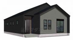 完成予想図。ブラックやダークグレーのサイディングをベースに、正面をミディアムグレーで切り替えたモノトーン構成。モダン＆重厚感のあるスタイル＾＾ 