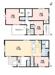 南西向き＾＾4LDK＾＾LDK19.5帖。 開放感のあるリビング階段。 2階にはホールクローク完備＾＾ 主寝室は広々9.7帖WIC付＾＾
