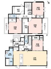 4LDK＾＾LDK18帖＾＾主寝室7帖、大容量のWIC付き＾＾