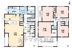 4LDK＾＾LDK18帖＾＾パントリー、床下収納、 全居室収納有で収納充実の間取り＾＾