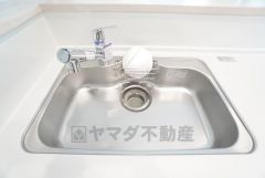 広々とした凸型シンクに洗剤ポケットを標準装備。大きなお鍋など洗いやすいです。