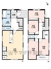 オールフローリング4LDK＾＾LDK16帖＾＾ リビング収納、パントリー、ウォークインクローゼット完備で収納充実。 南面バルコニーで日当たり良好＾＾ 