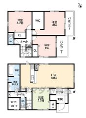 和室含む4LDK。LDKにはリビング収納、パントリー付き。1階にファミリークロークあり＾＾洗面室にカウンターあり＾＾