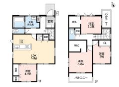 4LDK。南向き。パントリー＆リビング収納＆2洋室にウォークインクローゼットなど収納大充実の間取り＾＾南＆東側の2面バルコニーで陽当たり＆風通し良好。