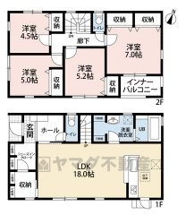 4LDK。南東向きで陽当たり良好＾＾LDKは広々18帖。シューズクローク、ファミリークローク、洗面室収納あり＾＾収納充実の間取り。 雨の日も安心のインナーバルコニー付き。 