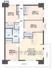  リフォーム完了済4LDK。南東向き＆3面バルコニーで通風・採光ともに良好な健やかな住環境＾＾ 全室ゆとりのある広さの5.7帖以上＆収納完備。