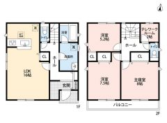 3LDK（S）＾＾主寝室8帖＾＾ 都市ガス。南向き。全居室収納、パントリー付き＾＾