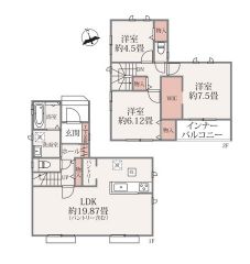 お掃除のしやすいオールフローリング＾＾リビングは19帖以上の開放感あふれる空間です。2階は洋室が3部屋あるので、お子様が大きくなっても安心ですね＾＾