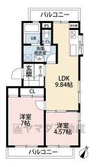 オールフローリング2DK。