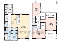 3SLDK。ウォークインクローゼット、玄関収納、各部屋収納あり＾＾