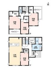 4LDK＾＾LDK広々16帖＾＾リビング収納、パントリー、FCL付き＾＾2階全居室WICなど収納大充実の間取り＾＾