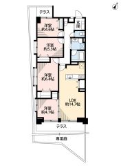 4LDK、WIC、専用庭付き＾＾全居室収納付きで収納充実の間取り＾＾ 主寝室は6.8帖の広々空間＾＾