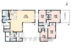 4LDK。リビング広々22.5帖。WIC、リネン庫付き。全居室収納スペース付き＾＾