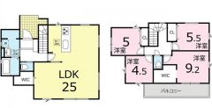 リビングは25帖の開放感あふれる空間です。2階は洋室が4部屋あるので、お子様が大きくなっても安心ですね＾＾