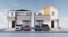 完成予想図。 現況と異なる場合は現況優先となります。 右1号棟。左2号棟。