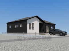 完成予想図。現況と異なる場合は現況優先となります。シンプルでいつまでも飽きのこないデザインが周囲の環境に調和し、どんなご家族にもフィットするデザインです。 