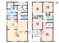 4LDK。ウォークインクローゼット＆洗面室収納＆シューズクロークなど収納充実の間取り。急な雨でも安心のインナーバルコニーあり。