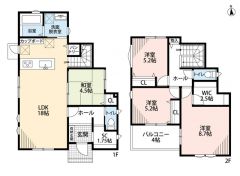 南向き＾＾4LDK＾＾お庭付。LDK18帖＾＾リビング横には和室有＾＾